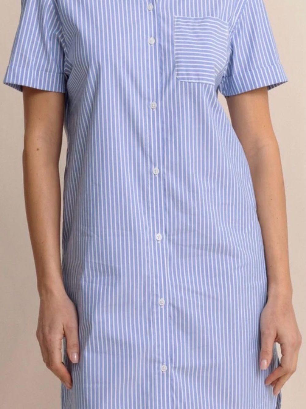 Southern Tide Blue and White Vertical Stripe Short-Sleeve Button-Down - Picture 7 of 7